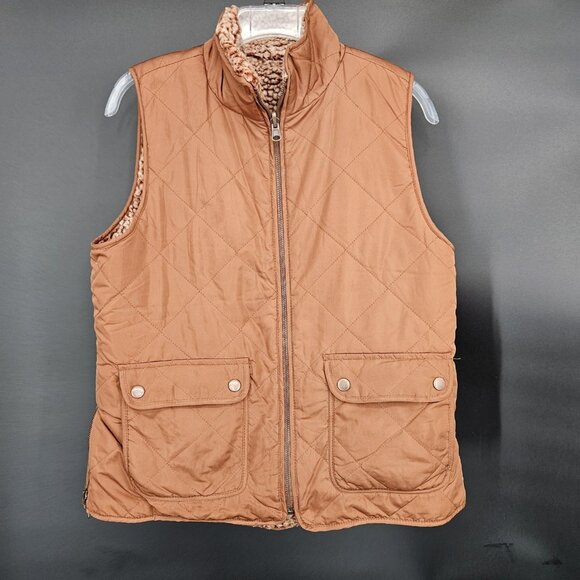 Thread & Supply Jackets & Blazers - Thread Supply Vest Womens Small Rust Brown Quilt Sherpa Fleece Zip Reversible